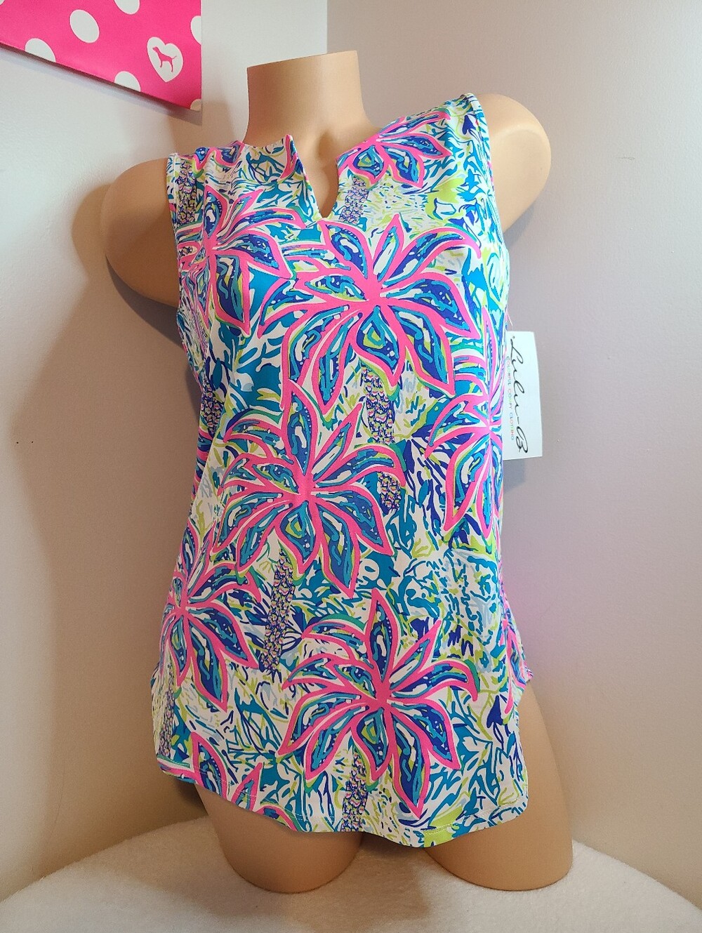 NWT Lulu B. Colorful Cooling UPF 50+ Sleeveless Top Size XS (Runs Big)